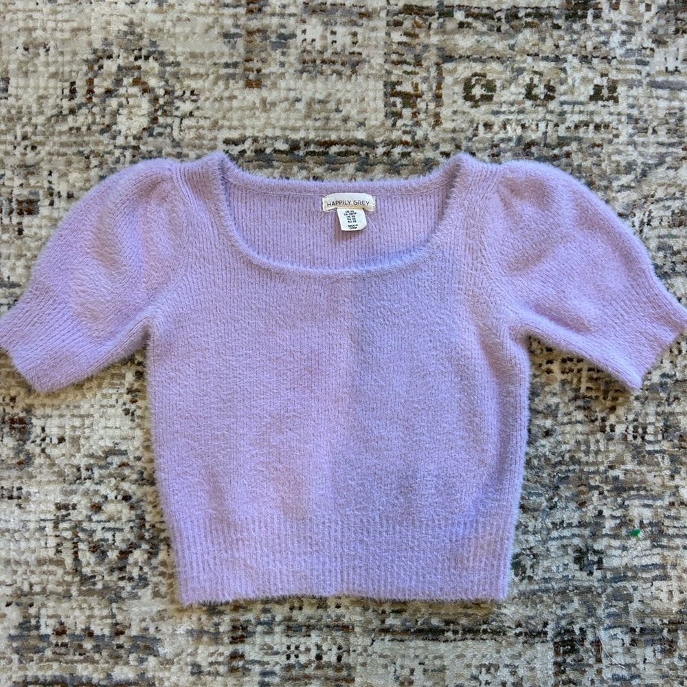 HAPPILY GREY Lavender Short Sleeve Knit Top